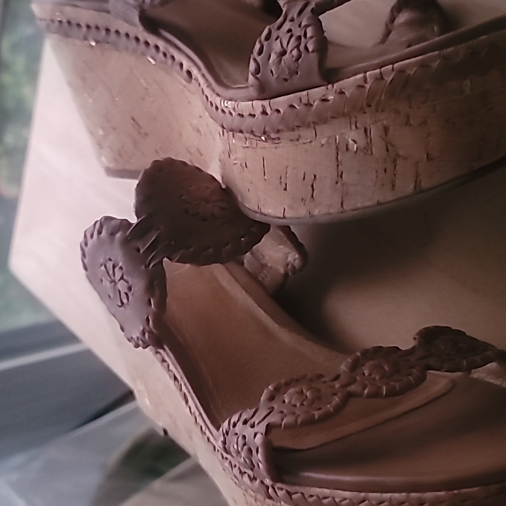 Jack Rogers Women's Cognac Designer Wedge Slide Platform Sandals Size 9.5M Boho - Picture 7 of 11